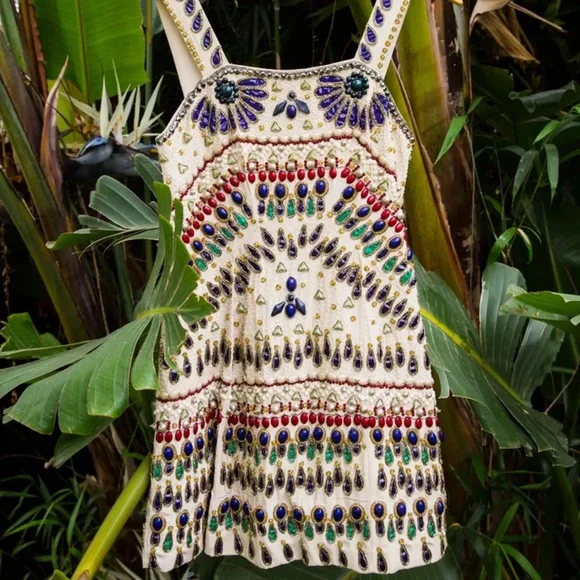 alice olivia embroidered dress White & Navy Embroidery Mimi Mini Dress main image 1